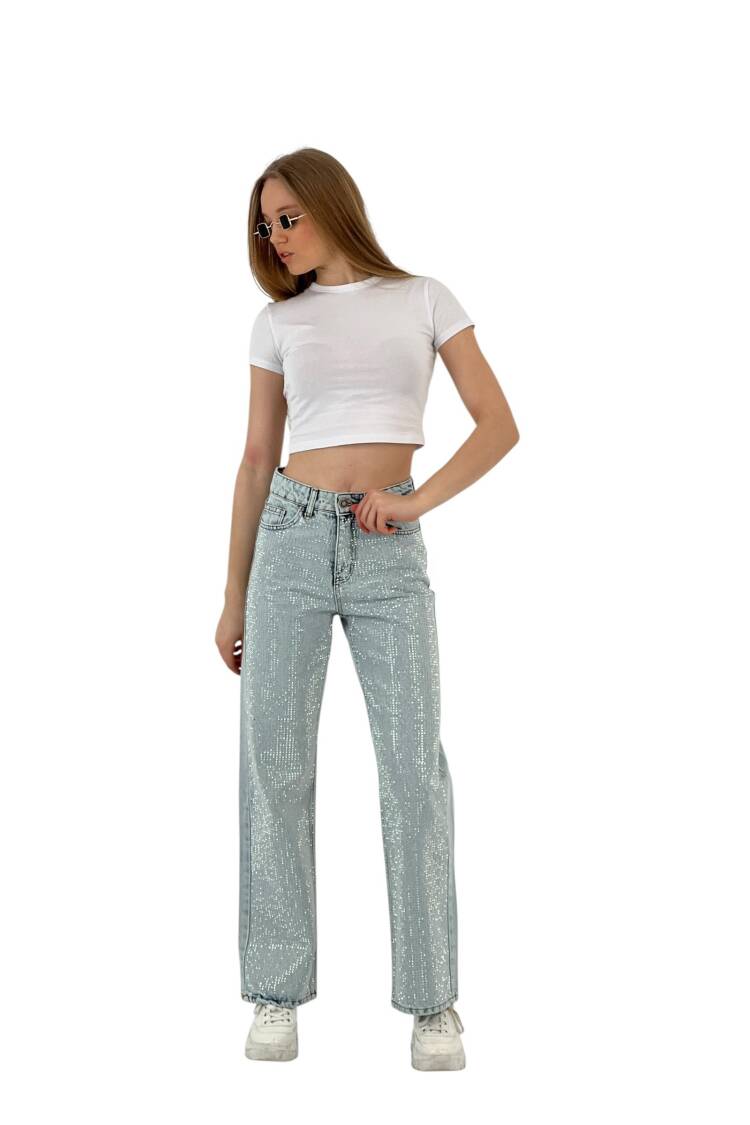 White Leg Denim Ice Blue/İCE Blue Double Leg Stone