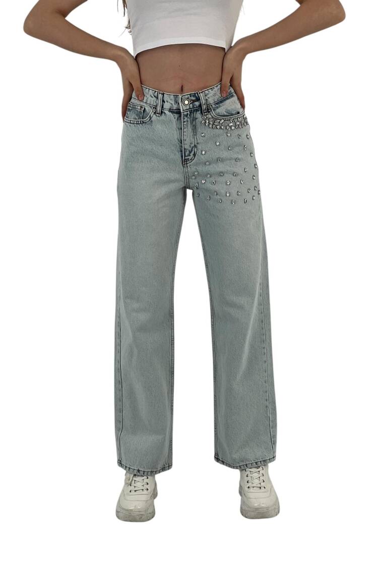 White Leg Denim Ice Blue/Ice Blue Leaf Stone