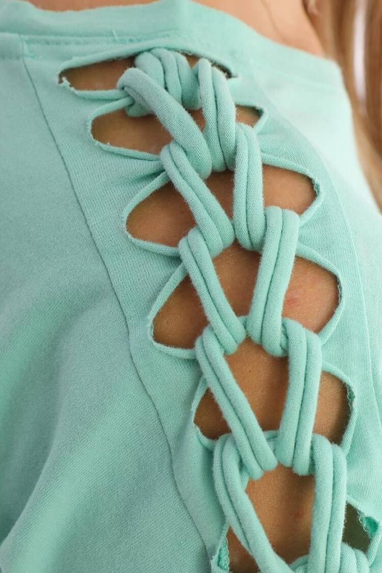 Shoulder Braided Women's T-Shirt