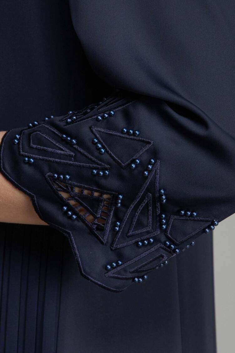 V Neck Embroidered Pearl Dress