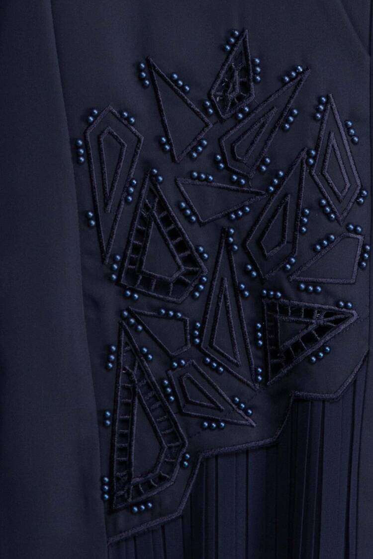V Neck Embroidered Pearl Dress