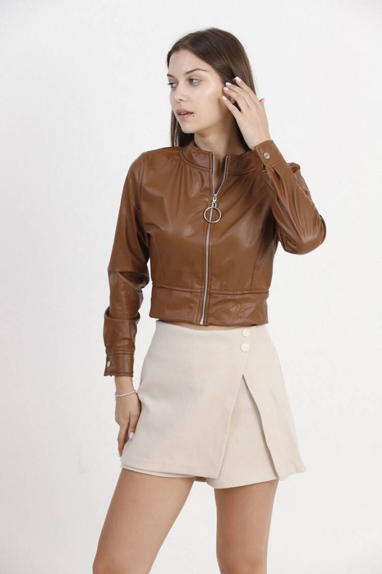 Leather Coat - Tan