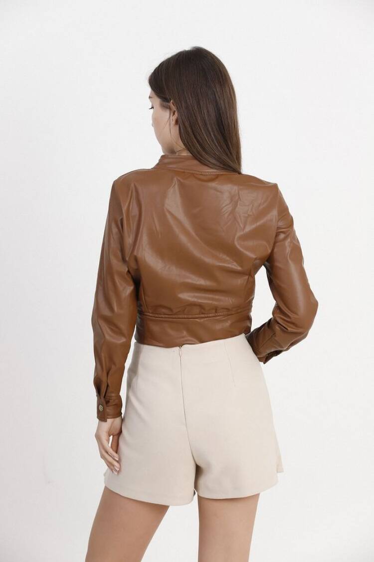 Leather Coat - Tan