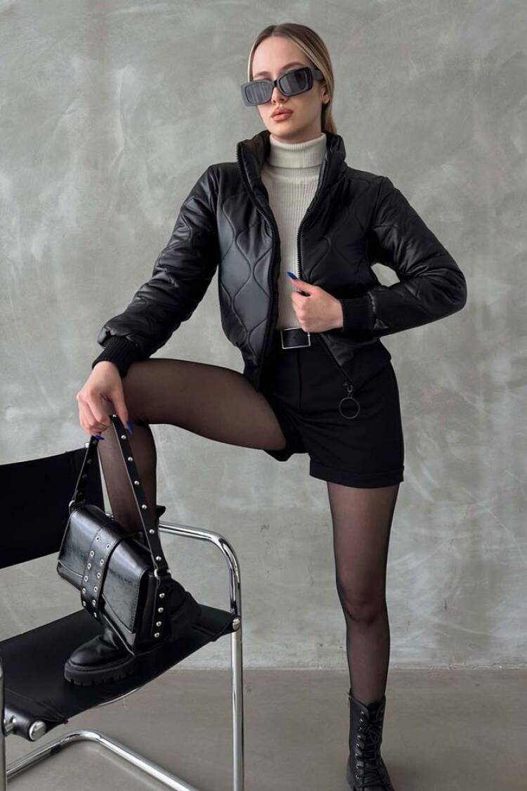 F1192 Zippered Leather Coat - Topshow - Globality Store - Women Clothes Wholesale Turkey