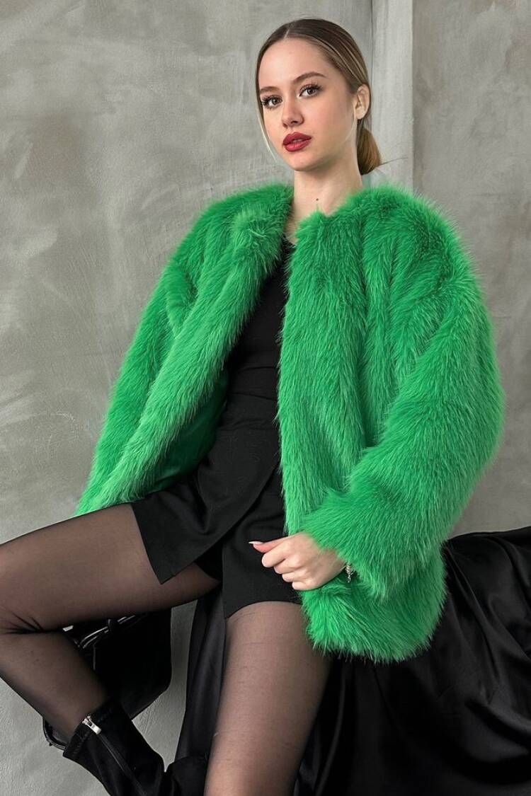 Plush Coat - Topshow - Globality Store - Women Clothes Wholesale Turkey