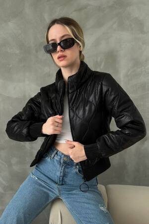 F 1625 Zippered Shiny Coat - Topshow - Globality Store - Women Clothes Wholesale Turkey