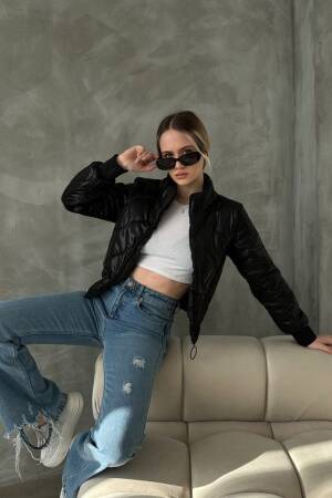 F 1625 Zippered Shiny Coat - Topshow - Globality Store - Women Clothes Wholesale Turkey