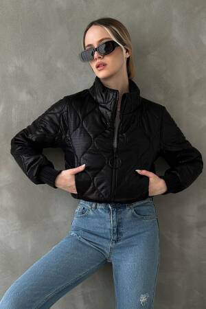 F 1625 Zippered Shiny Coat - Topshow - Globality Store - Women Clothes Wholesale Turkey