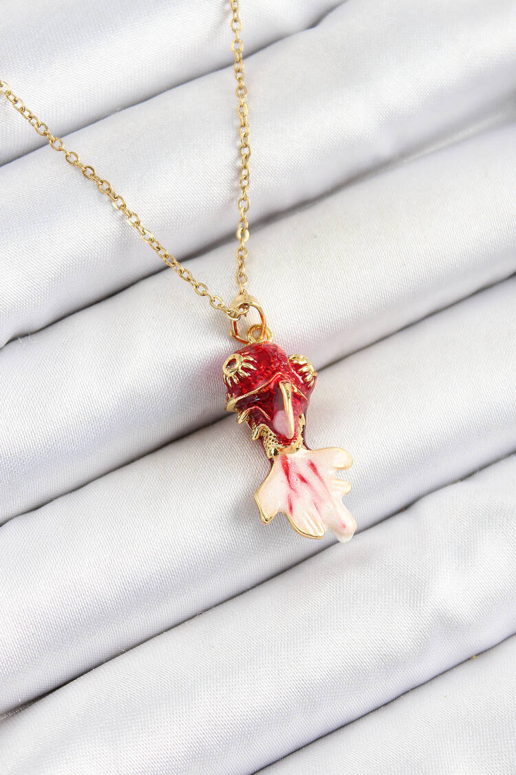 316l Steel Chain Red Fish Model Gold Color Women Necklace - Brand: Ebijuteri - Women & Kids, Baby Clothes Wholesale - Globality Store