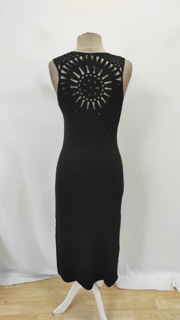 Black Sexy Bodycon Midi Dress With Cap Sleeves