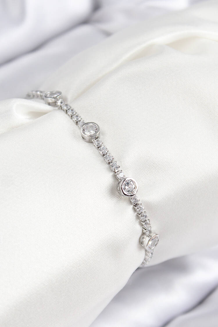 Brass Zircon Stone Circle Model Silver Color Elevator Women Bracelet - Brand: Ebijuteri - Women & Kids, Baby Clothes Wholesale - Globality Store