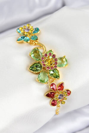 Vip Brass Zircon Stone Flower Pattern Gold Color Women's Bracelet - Brand: Ebijuteri - Women & Kids, Baby Clothes Wholesale - Globality Store