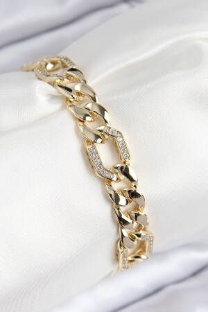 Vip Brass Zircon Stone Fragmented Chain Model Gold Color Women's Bracelet - Brand: Ebijuteri - Women & Kids, Baby Clothes Wholesale - Globality Store