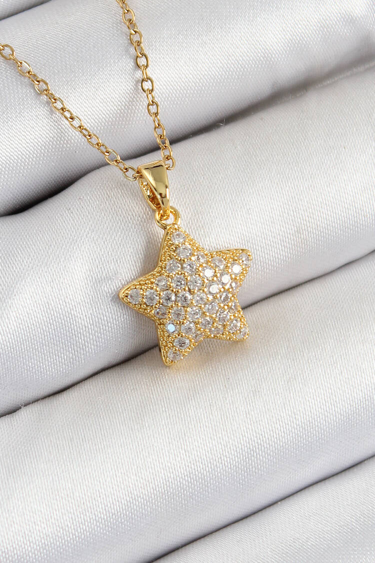 316l Steel Zircon Stone Star Model Gold Color Women Necklace - Brand: Ebijuteri - Women & Kids, Baby Clothes Wholesale - Globality Store