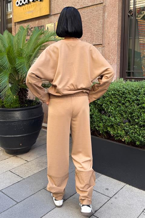 Beige Sport Casual Jogger Set