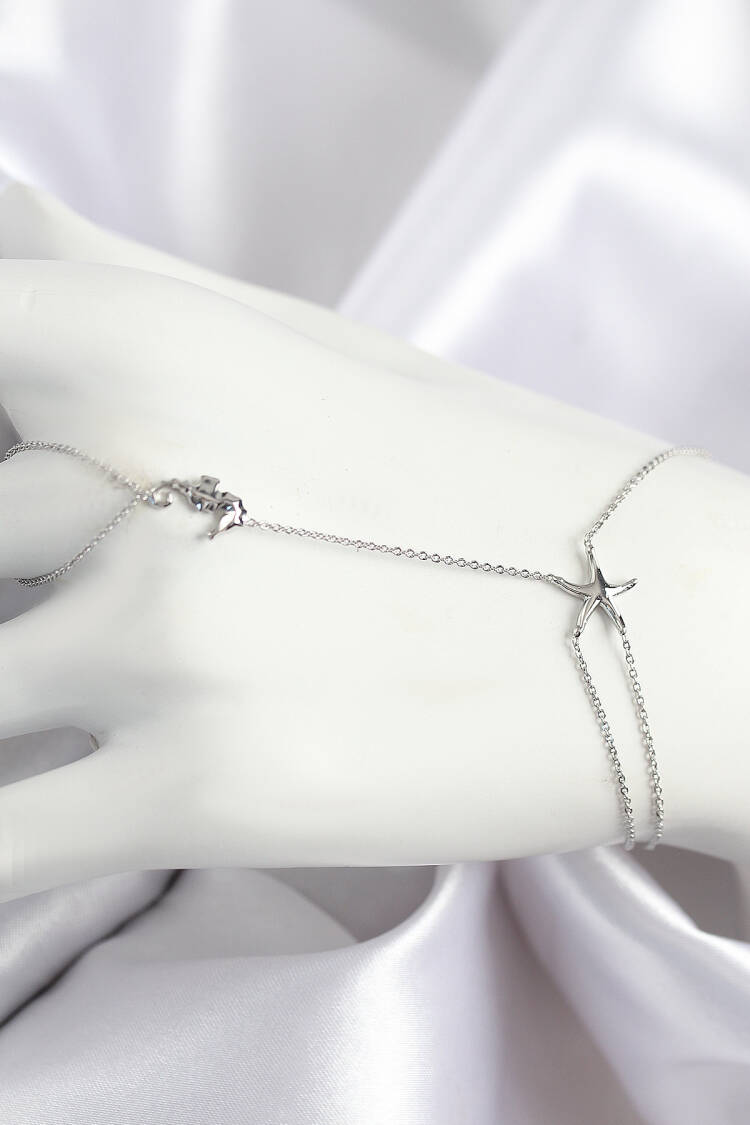 Brass Zircon Stone Sea Horse And Star Pattern Silver Color Shahmeran - Brand: Ebijuteri - Women & Kids, Baby Clothes Wholesale - Globality Store