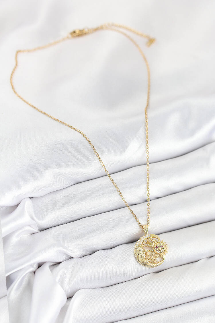 316l Steel Zircon Stone Moon And Sun Model Gold Color Women Necklace