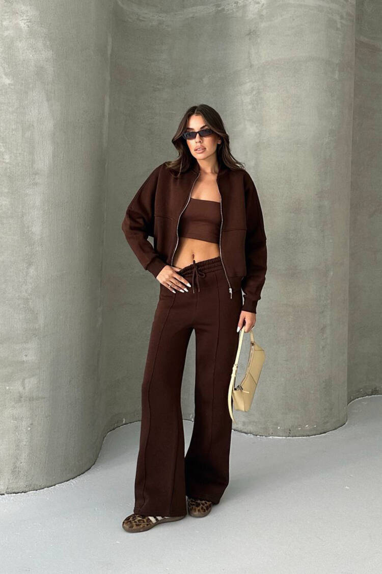 Tracksuit With Hooded Neck & Flare Leg