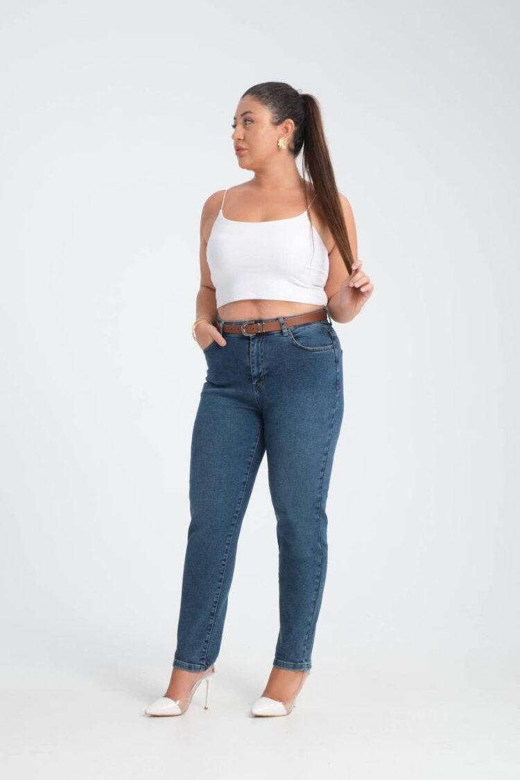 Casual Plus Size Mom Jeans High Waist Skinny Leg