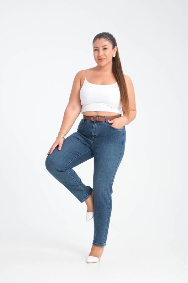 Casual Plus Size Mom Jeans High Waist Skinny Leg