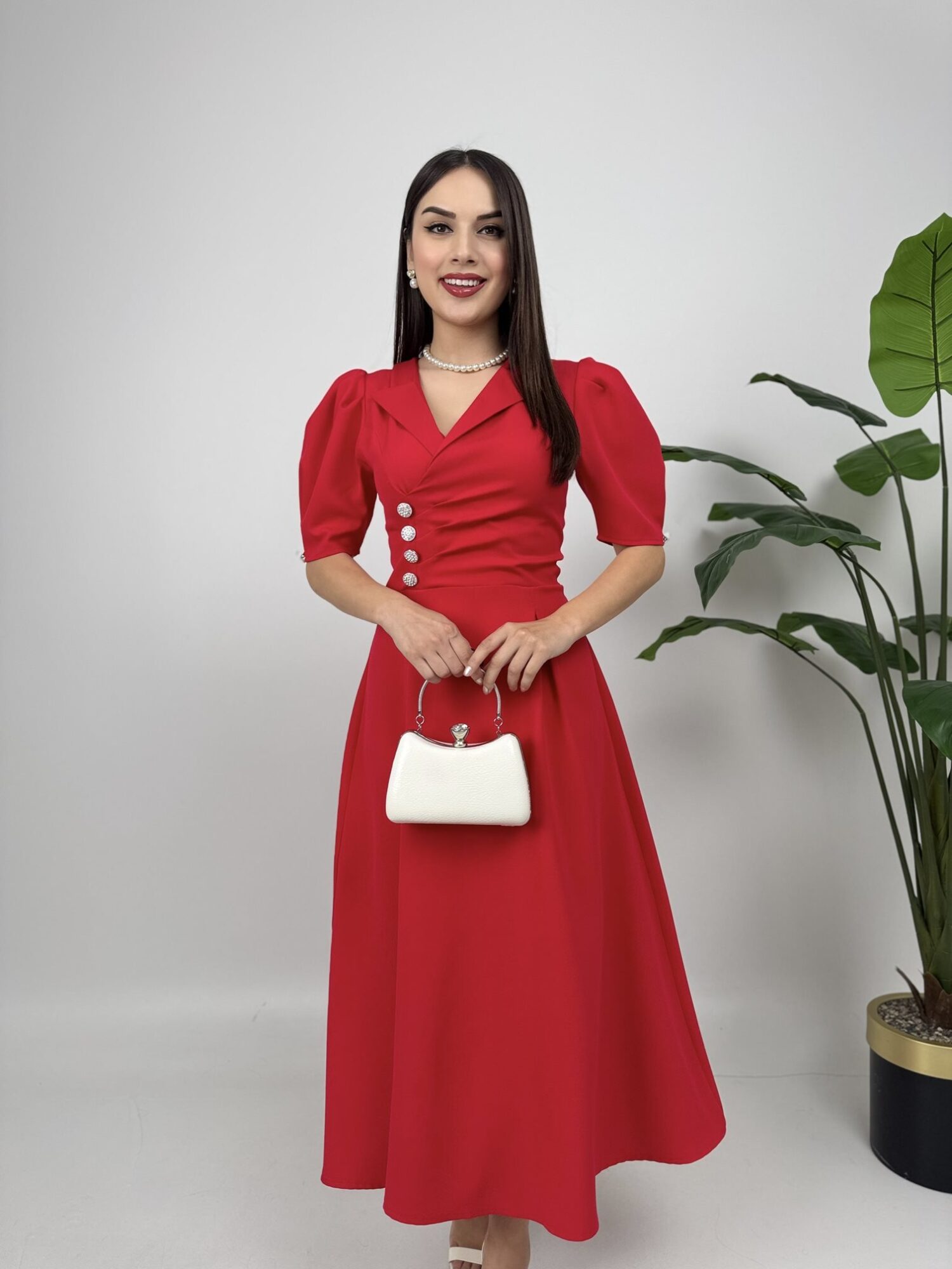 Elegant Fit And Flare Dress With Puff Half Sleeves - Brand: Miss Janell - Women & Kids, Baby Clothes Wholesale - Globality Store