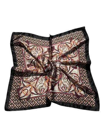 Elegant Black Shawl With Geometric And Paisley Patterns