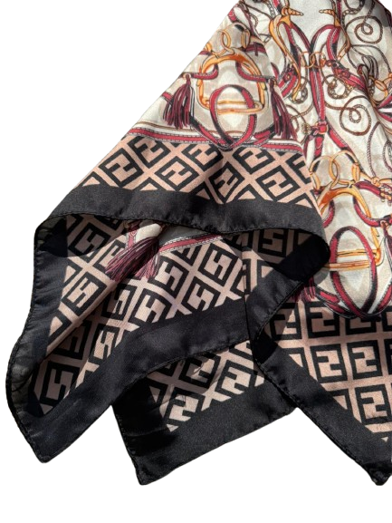 Elegant Black Shawl With Geometric And Paisley Patterns