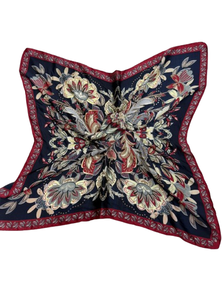 Navy Blue Elegant Floral Shawl