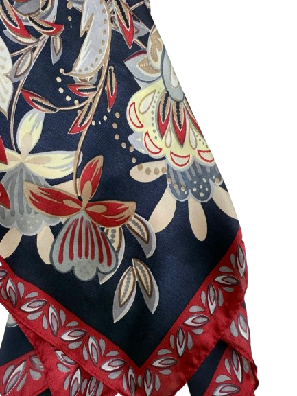 Navy Blue Elegant Floral Shawl