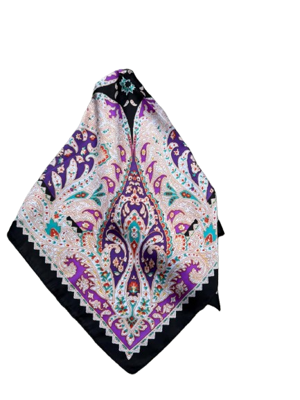 Ethnic Black Shawl With Paisley Floral Elegance