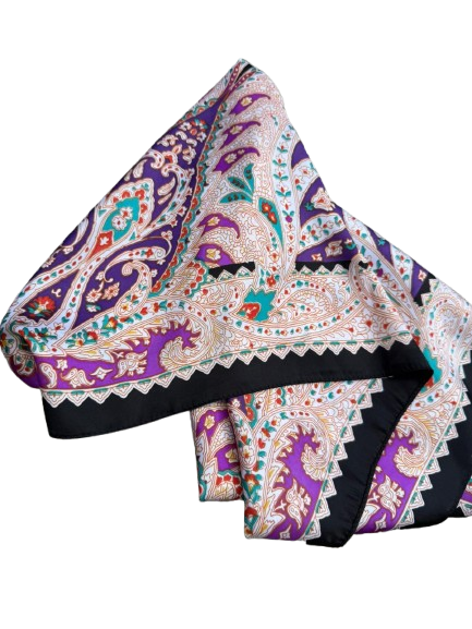Ethnic Black Shawl With Paisley Floral Elegance