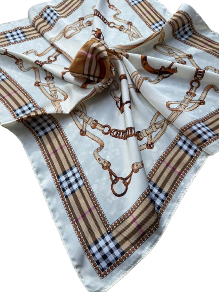 Beige Vintage Checkered Shawl